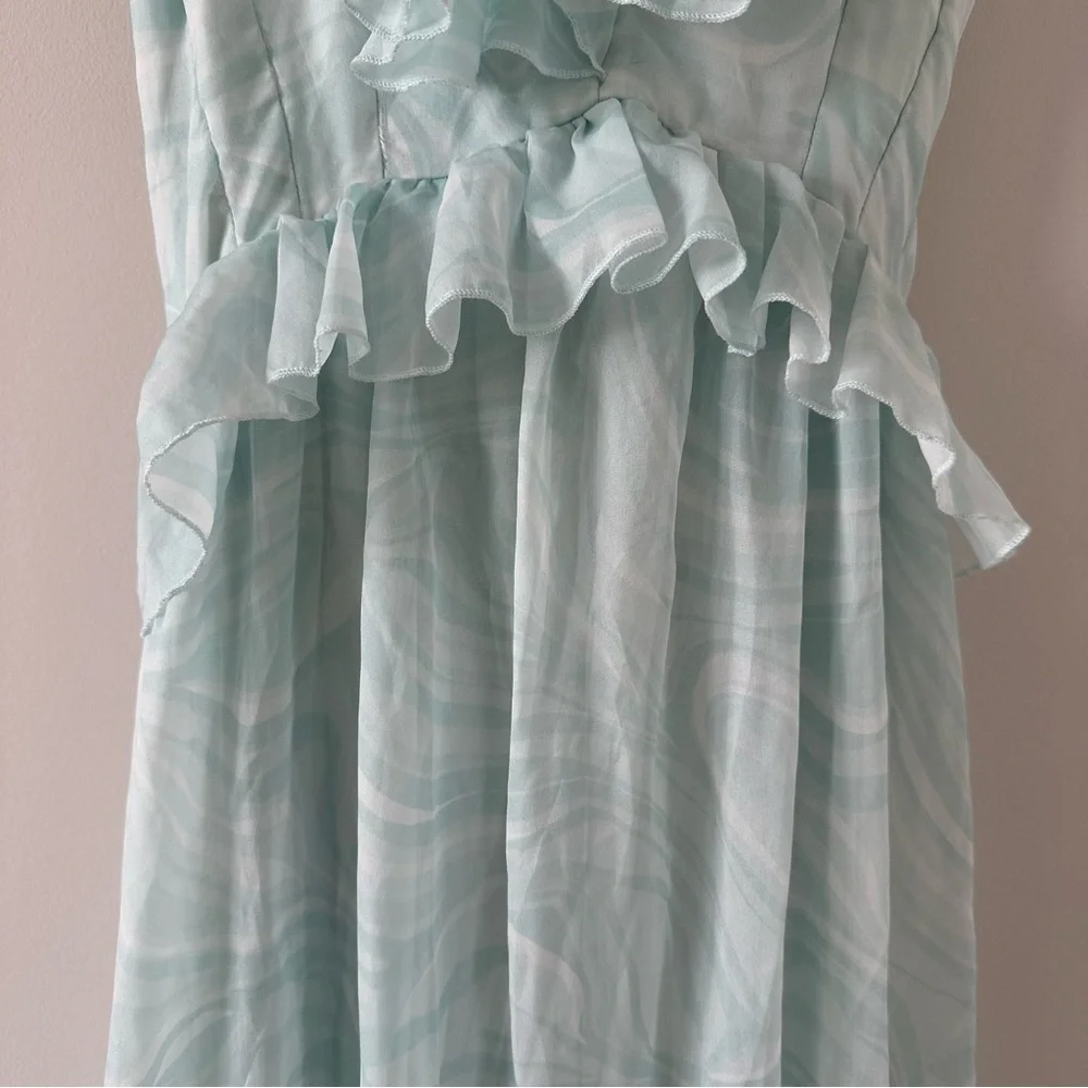 Abercrombie & Fitch Light Mint Ruffle Back Tie Maxi Dress